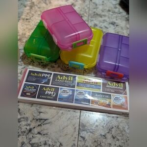 4 Pack- Travel Medicine/Supplement/Jewelry Containers With Labels